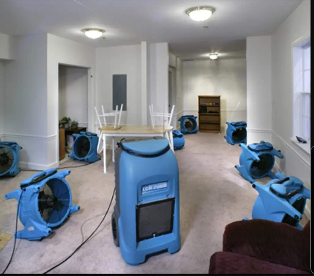 Air movers and dehumidifier setup for Water Extraction & Removal in North Aurora